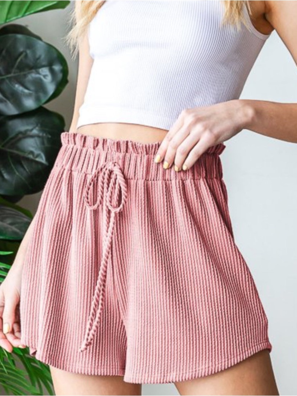 S XXL XXXL HEIMISH USA High Waist Ribbed Pink Shorts